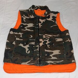 Vintage Sports Afield Camo Orange Hunting Vest Size Large